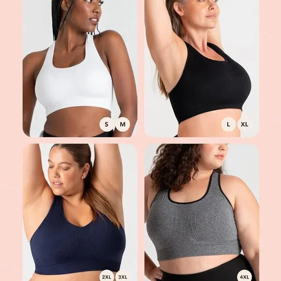 Women's Heather Gray High Support Wireless Sports Bra with Removable Cups, Plus